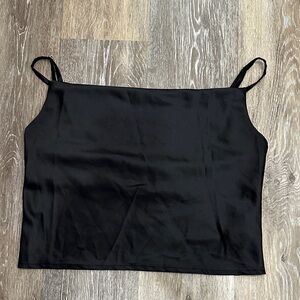 Black Satin Cropped Camisole